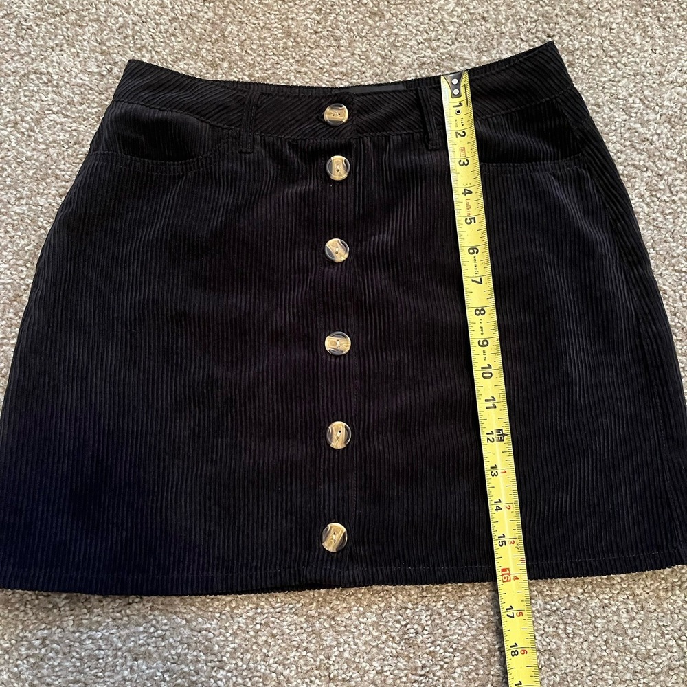 Black Corduroy Mini Skirt Women's Med Preppy Academia‎ Dark Feminine Whimsigoth - Picture 6 of 7